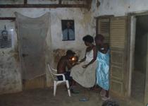 <p> Inside the house late in the evening: no electricity in Mengoeng! </p>